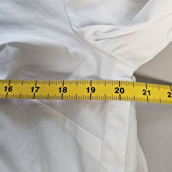 Lafayette 148‎ Sz 14 White Button Up Shirt Cotton Silk Stretch Long Sleeve Sheer - Picture 5 of 6